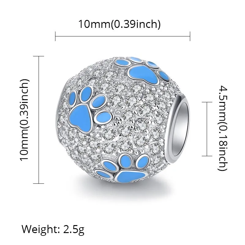 SG fashion cubic zirconia pandora charms beads women accessories silver 925 original for bracelet dogs jewelry making diy