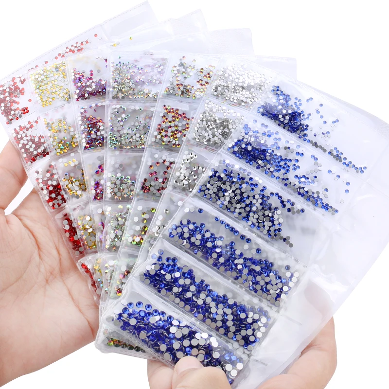 1680pcs Multi-size SS4-SS12 Nail Art Crystal Glass Rhinestones For Nails 34 Colors Flatback Decorations Clothes | Дом и сад