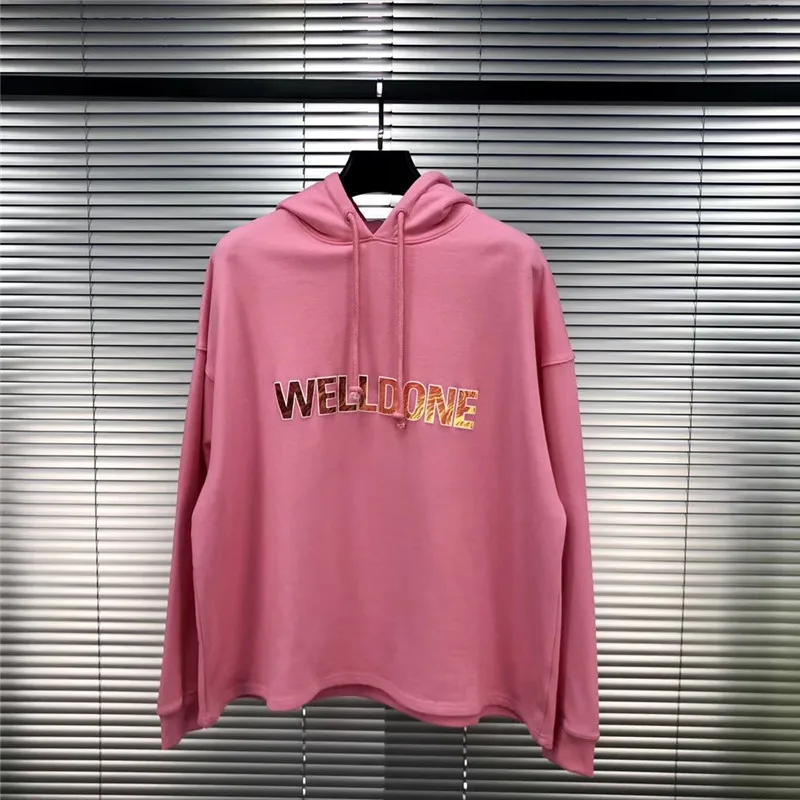 Классическая Толстовка Onesize WELLDONE с капюшоном в Корейском стиле, однотонная зеленая уличная одежда с вышивкой, толстовка с капюшоном We11 Done, пуловер - Цвет: 4