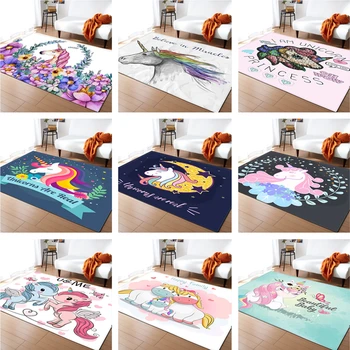 

Nordic kids unicorn carpet living room bedroom large rug cartoon baby home decoration girl bedroom floor mat customized