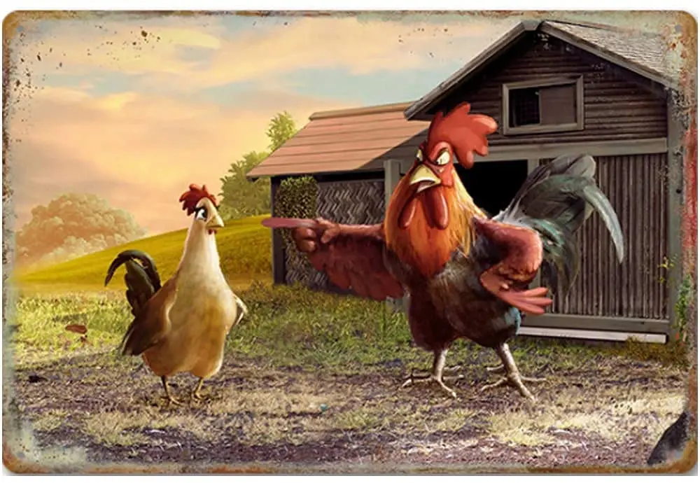 

Original Retro Design Farm Rooster Hen Tin Metal Signs Wall Art | Thick Tinplate Print Poster Wall Decoration