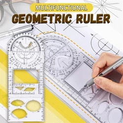 Règle géométrique multifonctionnelle, modèle de dessin géométrique, outil de mesure pour l'école, le bureau, fourniture d'architecture 
