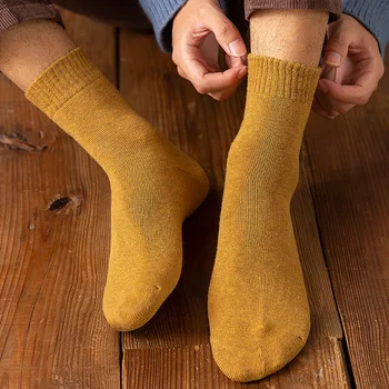 

3pairs/set Winter Socks Men Wool Thermal Warm Socks Super Thicken Velvet Solid Funny Happy Against Cold Snow Male Men Socks 2019