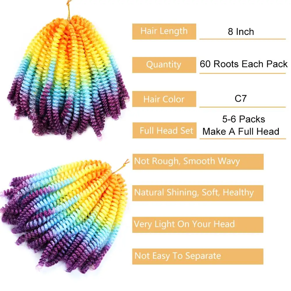 MTMEI волосы на весну вьющиеся 8 дюймов страсть твист вязание крючком косички Омбре
