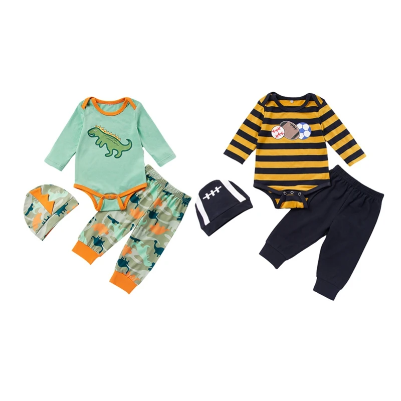 Комплект одежды для малышей из 3 предметов топы с рисунками новорожденных
