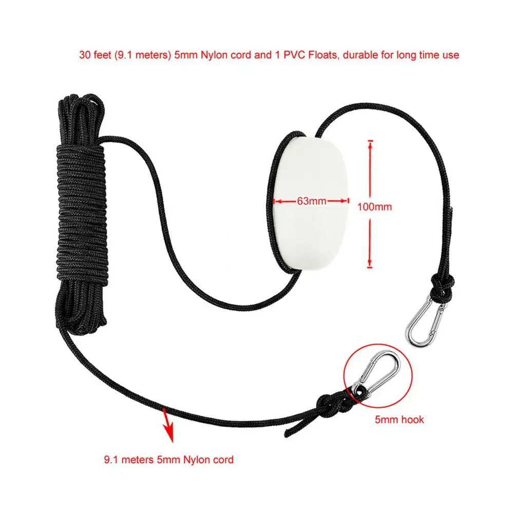 30ft Kayak Tow Rope Boating Floating Throw Anchor Line With Floats