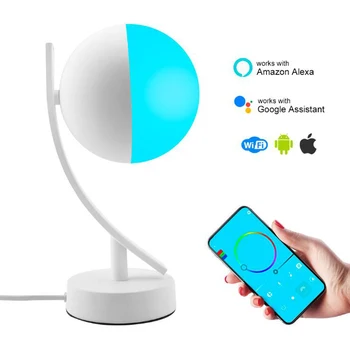 

Wifi Smart Voice Music Console Table Lamp Home Art Deco Dimmable APP Remote Led Desk Lamp for Office Foyer 3D Moon Night Light