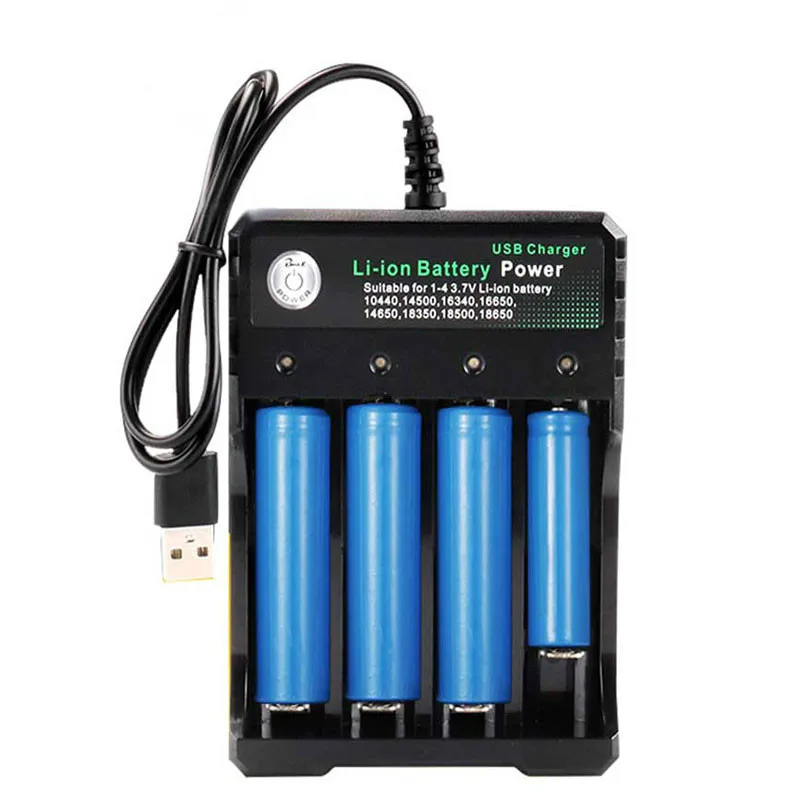 Зарядное устройство 18650 Черный 1 2 4 слота AC 110V 220V Dual для зарядки 3 7 V перезаряжаемое