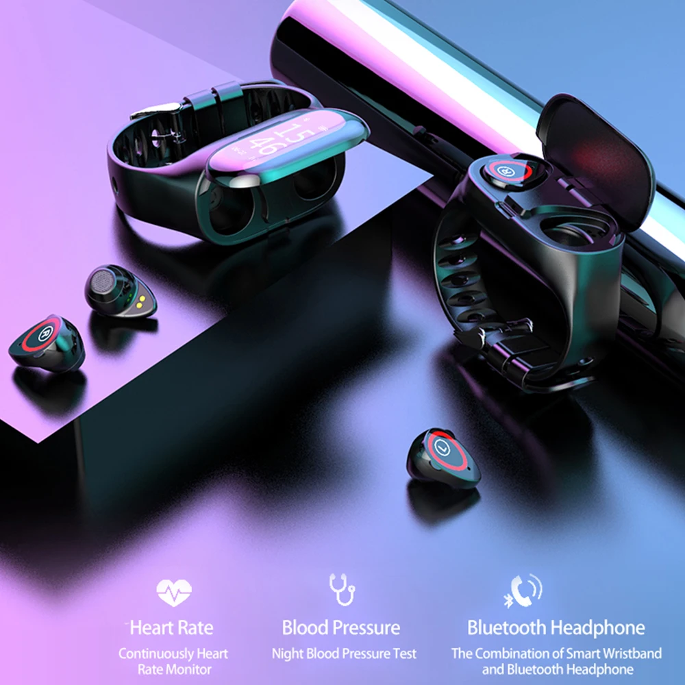 Беспроводные наушники Hifi, Bluetooth наушники, свободные наушники, Спортивная гарнитура, наушники+ монитор сердца, умные часы для xiomi huawei
