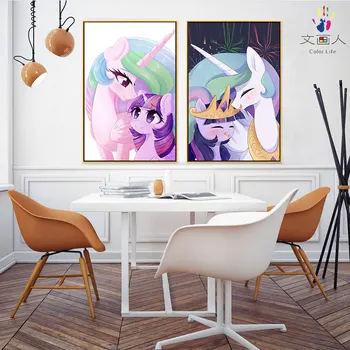 

paint by number art painting by numbers Animation Polly Little Pony Series Hand-painted Color Oil Painting