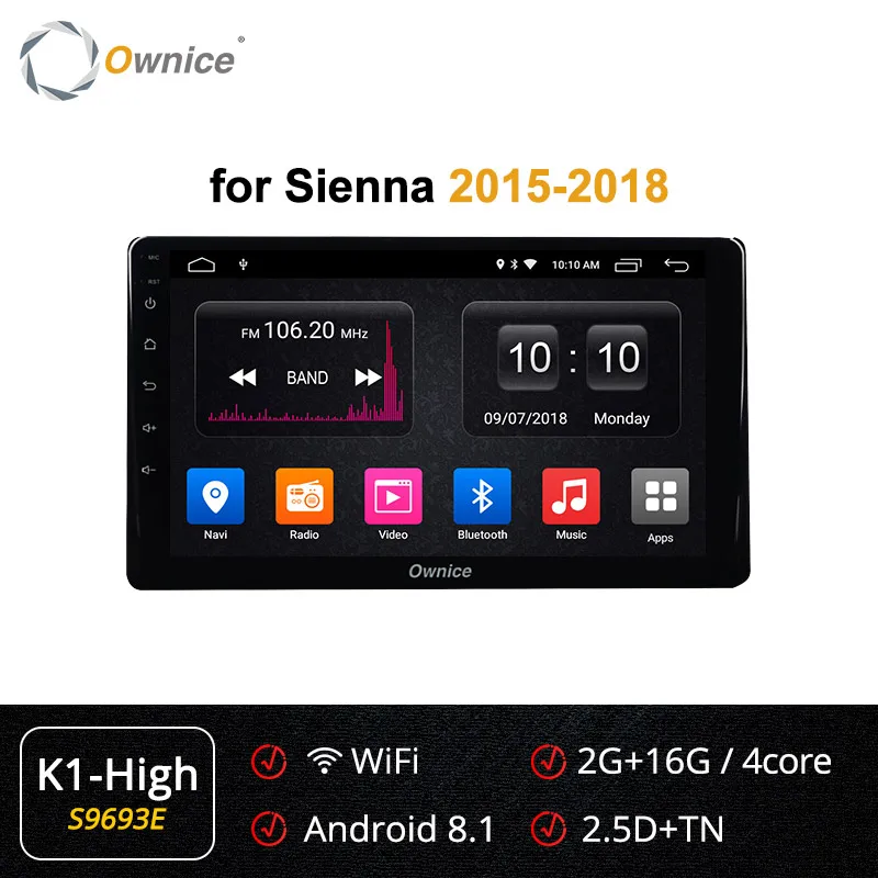 S9693 K1 HIGH Ownice k3 k5 k6 GPS Navi 8 Core 9" Head Unit Android 9.0 For TOYOTA Sienna 4G LTE 360 Panorama DSP SPDIF Autoradio Player - Цвет: S9693 K1 HIGH