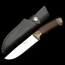 DuoClang зеркальный полированный 440 стальной тактический нож для выживания дерево венге ручка охотничьи ножи с фиксирован