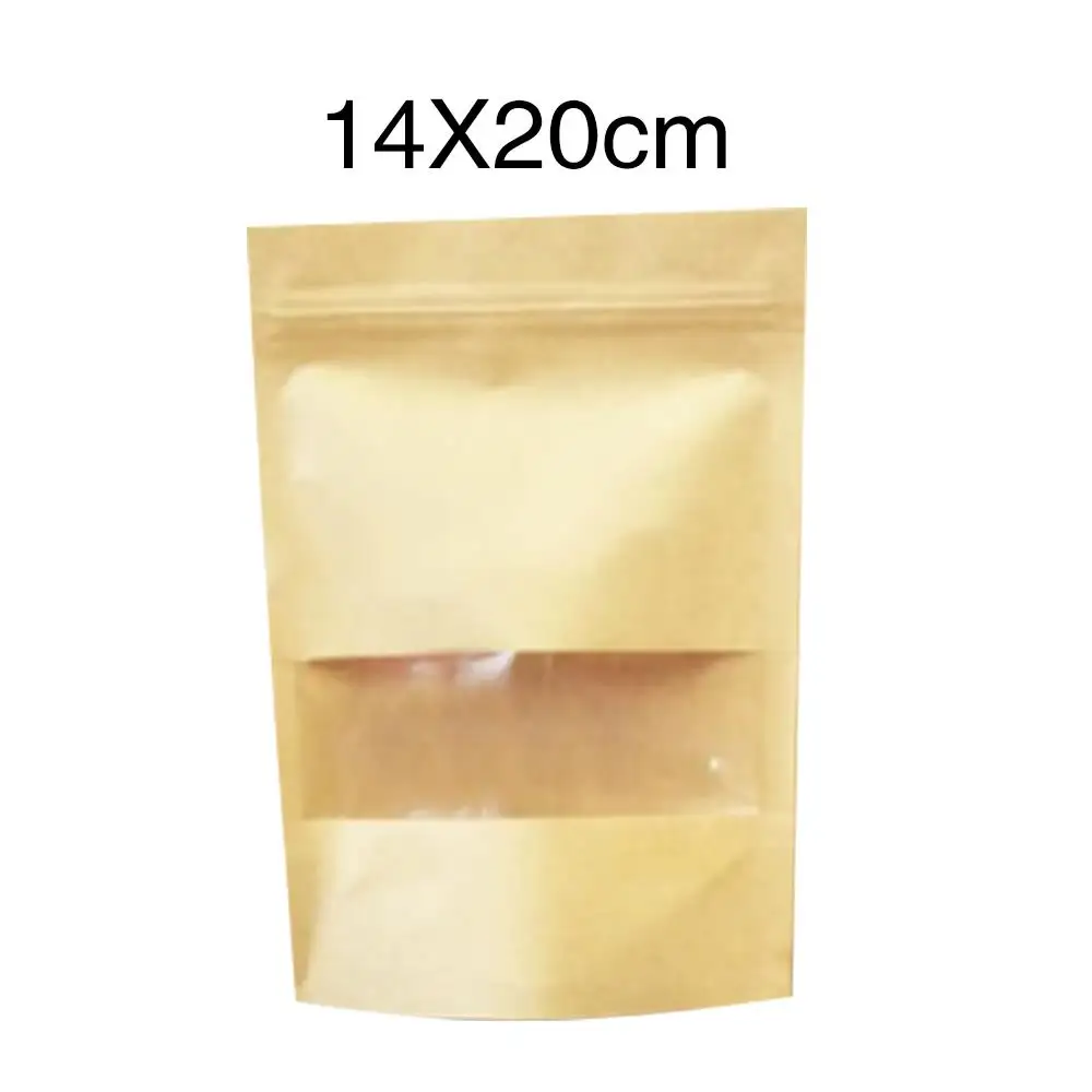 Гайка мешок конфеты мешок еда уплотнение карман прочный 50 шт. с окном Ziplock крафт-бумага прозрачная посылка скраб - Цвет: 14X20