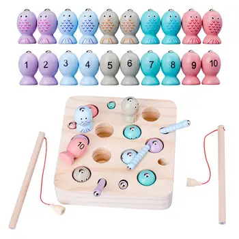 

Magnetic Wooden Cartoon Fishing Game Puzzle Montessori Toy for 1-6 Years Old Baby Kids