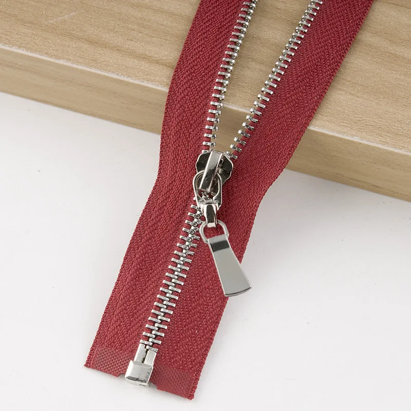SilverWinered Meetee 1 шт. 85 см 5# металлическая молния открытый конец самофиксирующийся пуховик пальто застежка-молния DIY пошив костюма аксессуары для ремонта одежды ZA010 - Цвет: SilverWinered