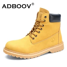 ADBOOV/рабочие ботинки с круглым носком; женские и мужские кожаные ботильоны на платформе; зимняя обувь на резиновой подошве; Chaussures Femmes Automne Hiver