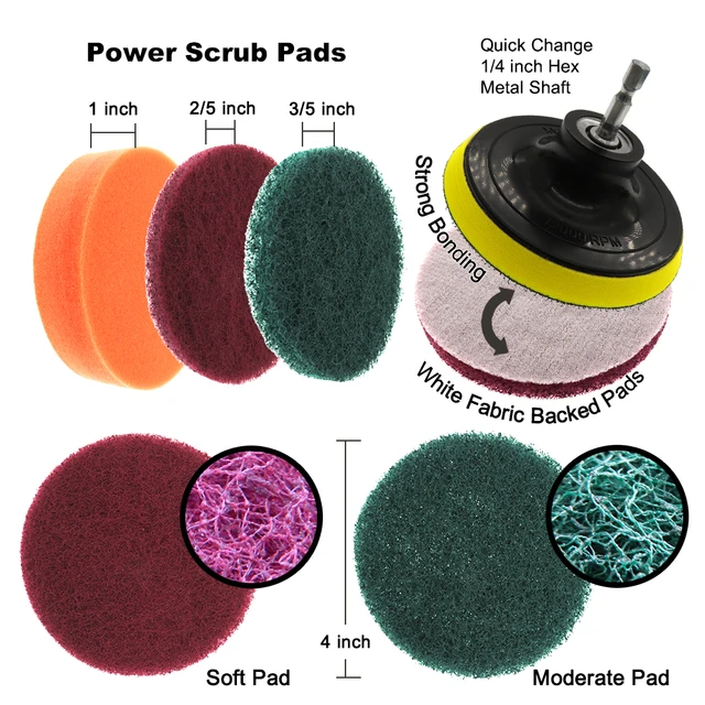 All Purpose Power Scrubber Cleaning Kit Clean Bathroom, Shower