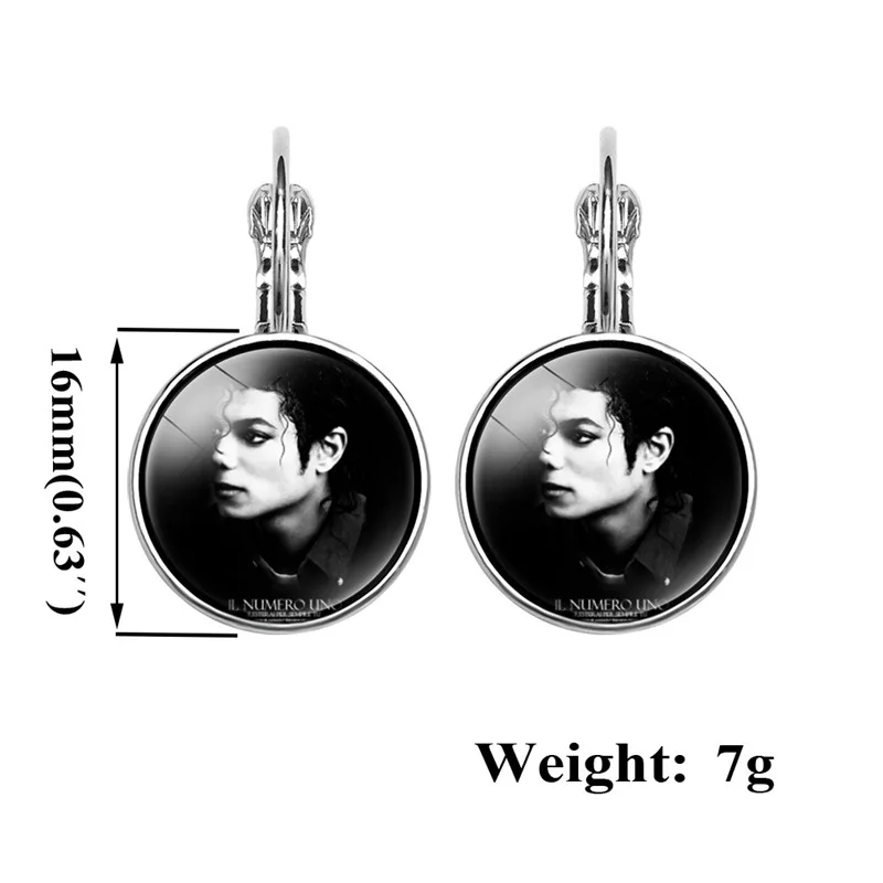 Michael Jackson Earrings, Charm, Glass Earring for Female, Friend, Gift, Heart Dangle, Jewellery, Fans Souvenirs