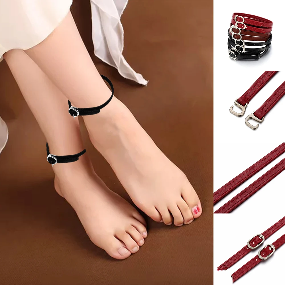 Cordones ajustables para zapatos de tacón alto para mujer, banda para el tobillo, antideslizantes, 1 par