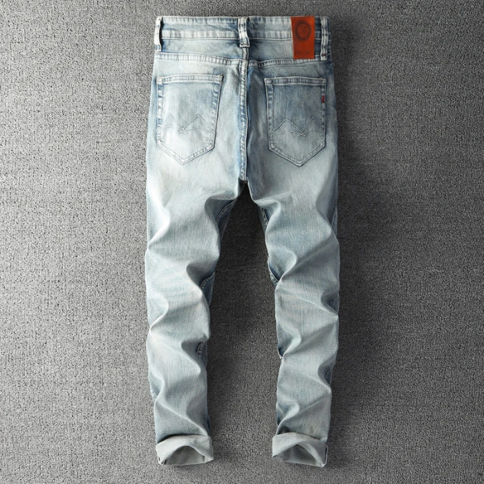 Autumn Winter New Men's Thick Skinny Jeans High Quality Fashion Cotton Retro Light Color Denim Pants Male Brand Trousers