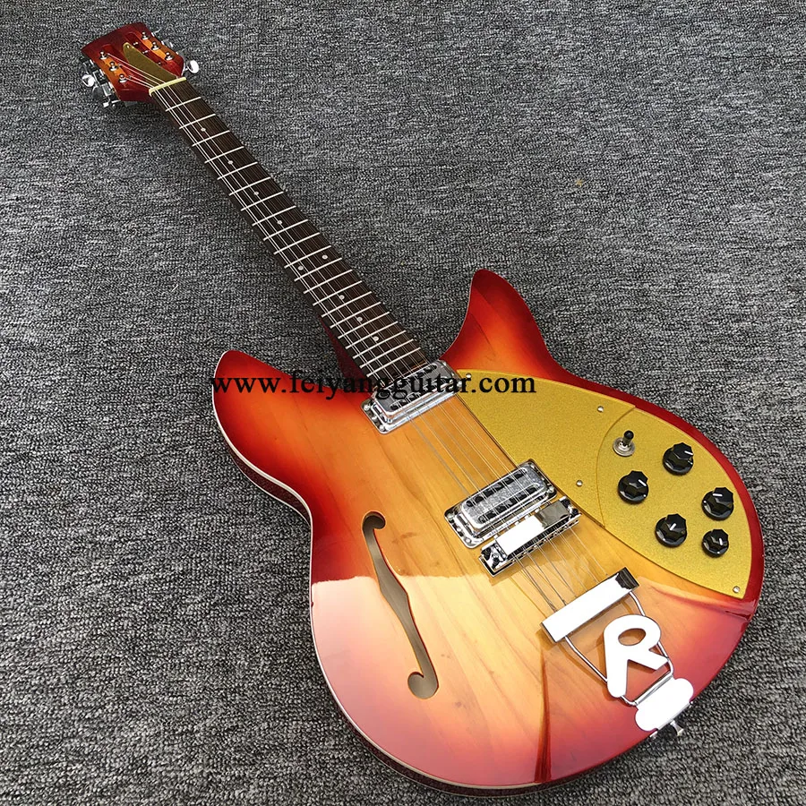 High-quality 360 electric guitar with F hole red paint rose wood Korean pickup package freight | Спорт и развлечения