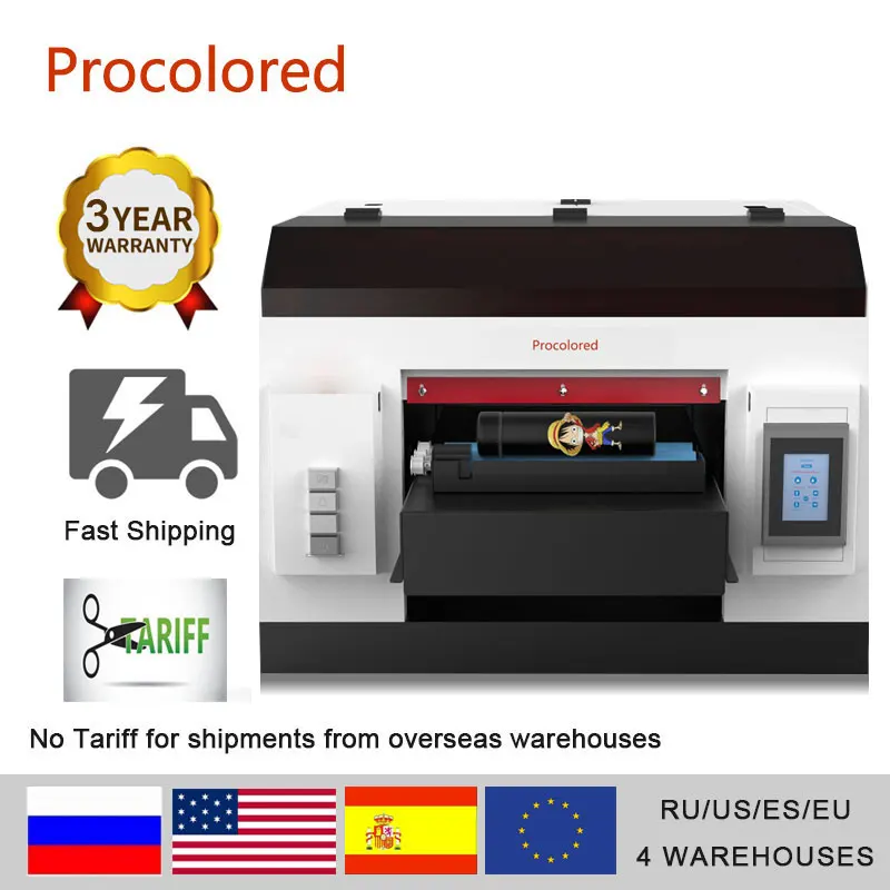Procolored Nieuwe Upgrade Automatische Led Uv Flatbed Printer A3 A4 Print Maat Voor Telefoon Geval Hout Fles Glas Metal Printing machine
