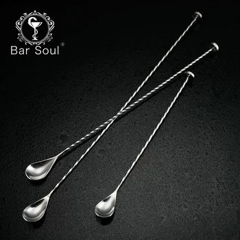 

Bar Soul Spoon Special for mojito Cocktail Stainless Steel Mixing Stir Spoon With Mashing Function Professional Bartender Tools