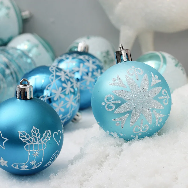 24 шт., синие Рождественские шары, подвесные шары на елку, Декор,, 6 см, бочки, шар, украшения для рождества, вечерние, праздничный подарок