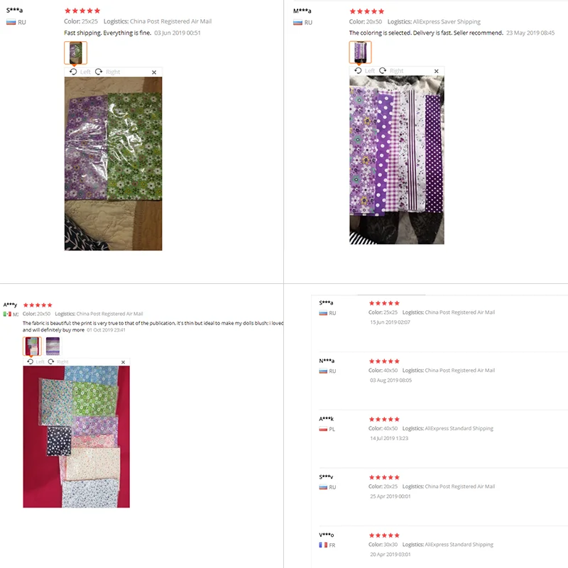Teramila 7 Pieces Purple Serial 100% Cotton Fabric Telas Por Metro Quilting Cloth Sewing DIY Patchwork Craft Tissus Decoration