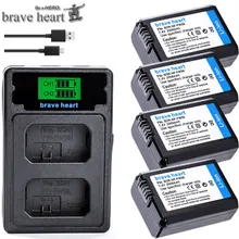 4 шт. 2000 мА/ч, NP-FW50 NP FW50 Батарея+ светодиодный USB двойной Зарядное устройство для sony Alpha a6500 a6300 a7 7R a7R a7R II a7II NEX-3 NEX-3N NEX-5