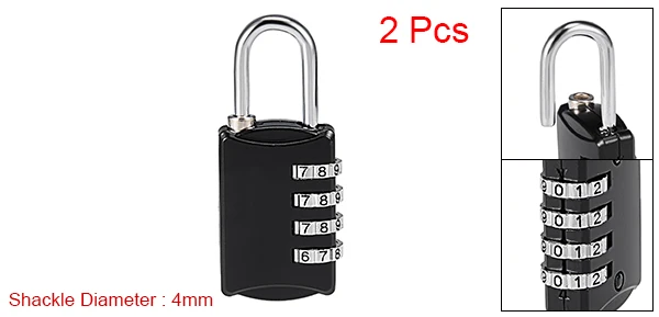 Black 2 Pack Uxcell 1/2/4 шт. 4 цифры по ценам от производителя Комбинации замок 4 мм Сталь Сережка диаметром. Кодовые замки серебристого цвета/черный/синий/розовый/зеленый - Color: Black 2 Pack