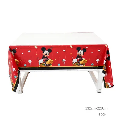 1pc Tablecloth Disney Микки Мышь тема посуда детские, для малышей на день рождения украшения, товары для вечеринки Семья друг одноразовая посуда Вечерние - Цвет: 1pc Tablecloth