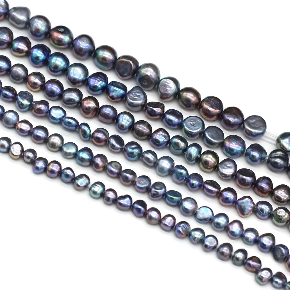 Natural Freshwater Pearl Horizontal Hole Black Pearls Loose Beads For DIY Necklace Bracelet Jewelry Making Findings 14'' Strand