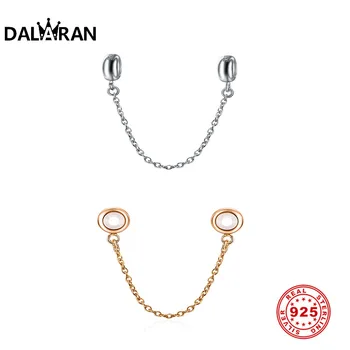 

DALARAN 100% Real 925 Sterling Silver Fit Original Charms Bracelet Glossy Rose Gold Safety Chain Beads Charm DIY Jewelry Making