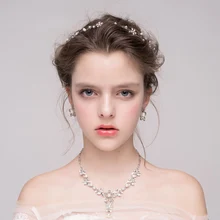 Корейский диадема невесты Золотая повязка жемчужины, горный хрусталь для волос группа роскошное украшение невесты свадебные эфирные ювелирные изделия