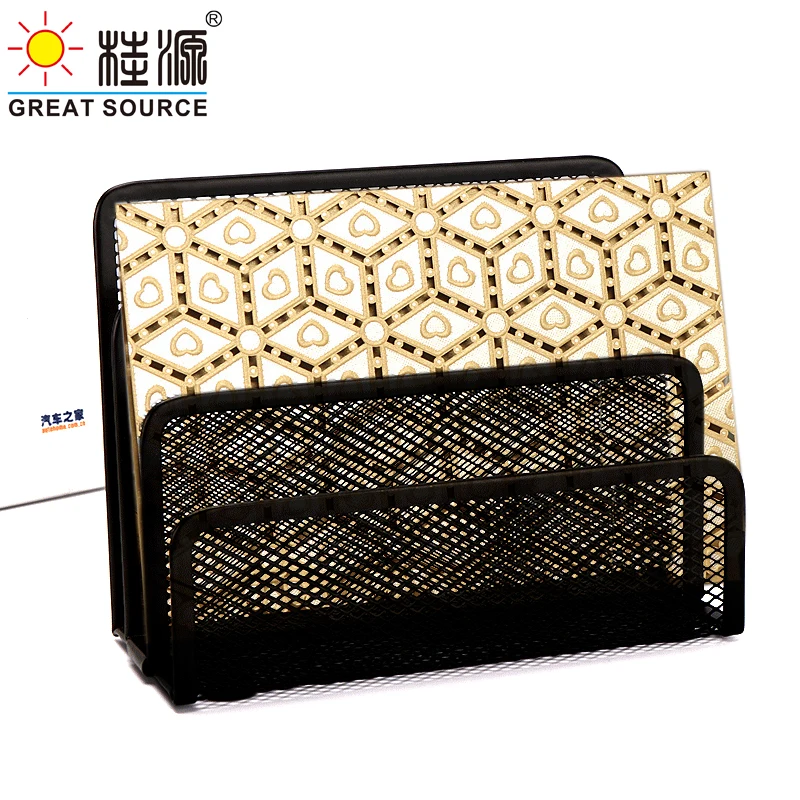 3 Grids Card Letter Holder Evelop Holder Booken Metal Mesh Organizer Metallic Lacquer