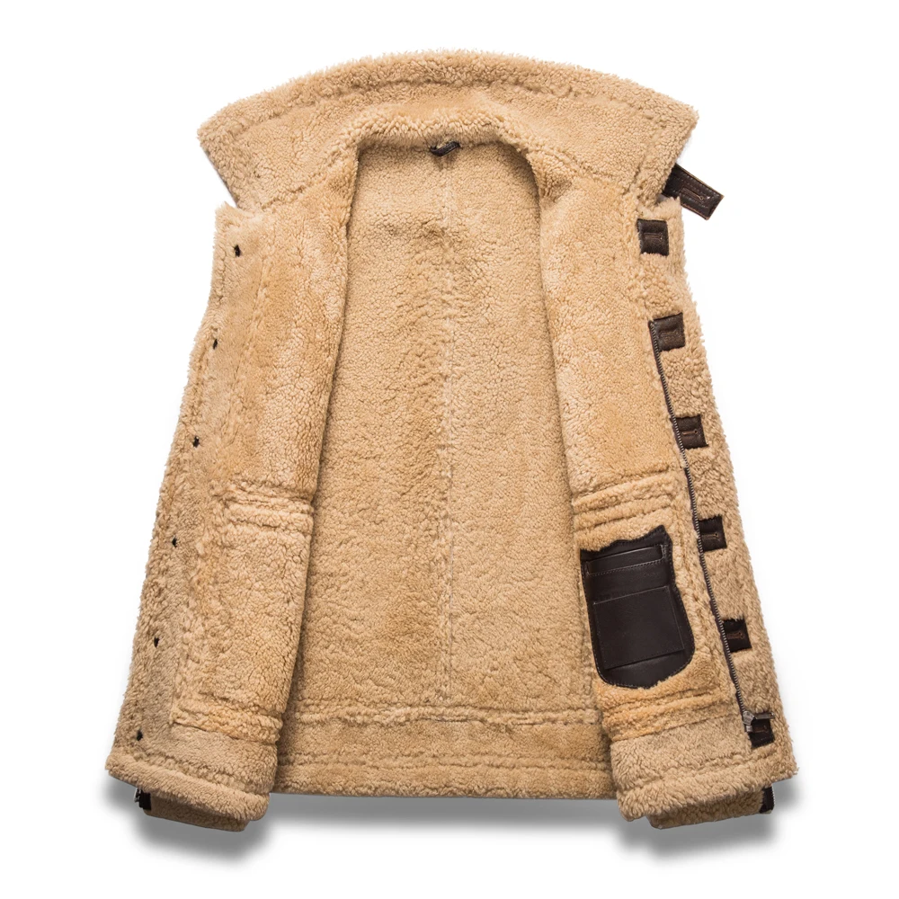 Модная шуба из натуральной овчины, мужская зимняя куртка из натуральной овчины, Мужская меховая верхняя одежда коричневого цвета, очень большой размер 5XL
