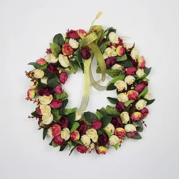 

Artificial Flower Wreath Rose Floral Garland 13.8inch Home Office Wall Wedding Chrismas Decoration