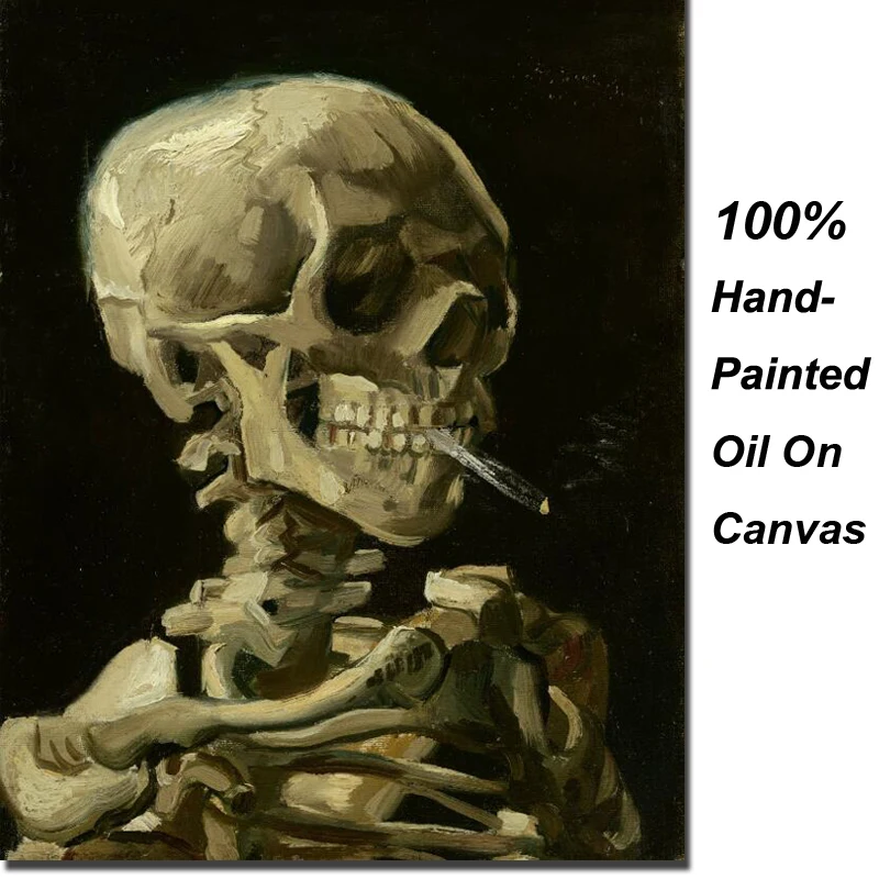 

Abstract Wall Canvas Art Smoking Skull Vincent Van Gogh Famous Painting Handmade Modern Artwork for Apartment Room Decor