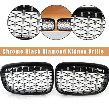 

1 Pair Kidney Grille for BMW 1 Series F20 2011-2014 Car Chrome Black Diamond Racing Grill Auto Accessories