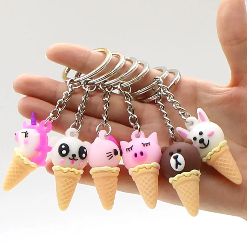 Креативный мультфильм мороженое конус брелок кулон милый Очаровательные животные медведь Единорог десерт