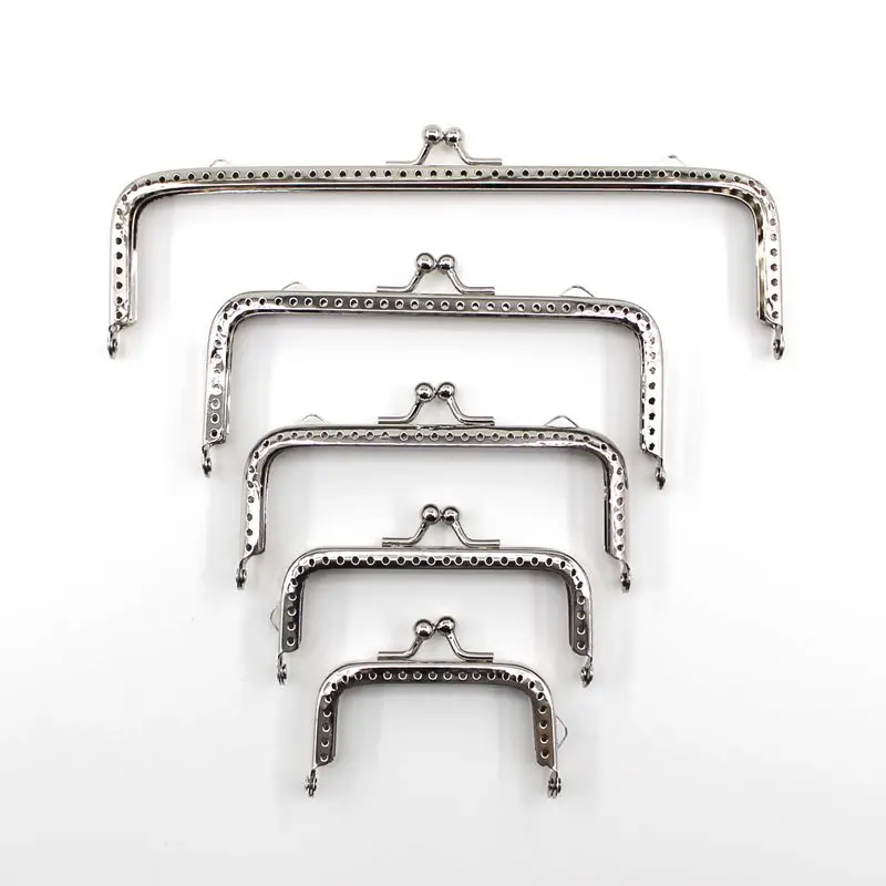 20 pcs/lot 6.5/8.5/10.5/12.5/15/18CM Glossy Silver basic square Metal Purse Frame Kiss Clasp Lock DIY Bag Accessories 6 size | Багаж и