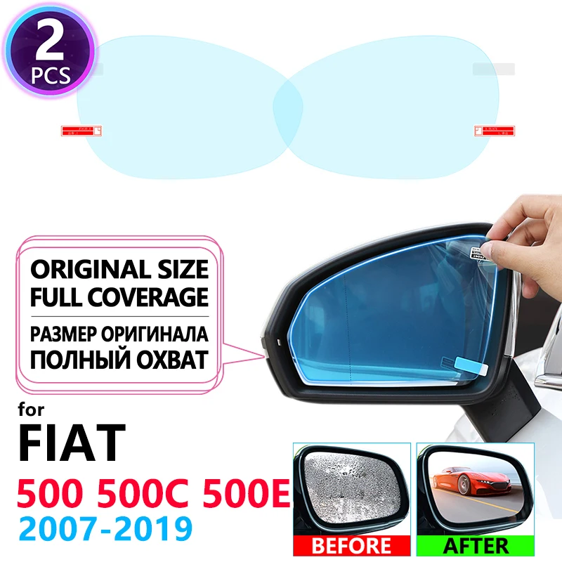 Полноэкранная противотуманная пленка для зеркала заднего вида Fiat 500 500C 500e Abarth 2007 ~