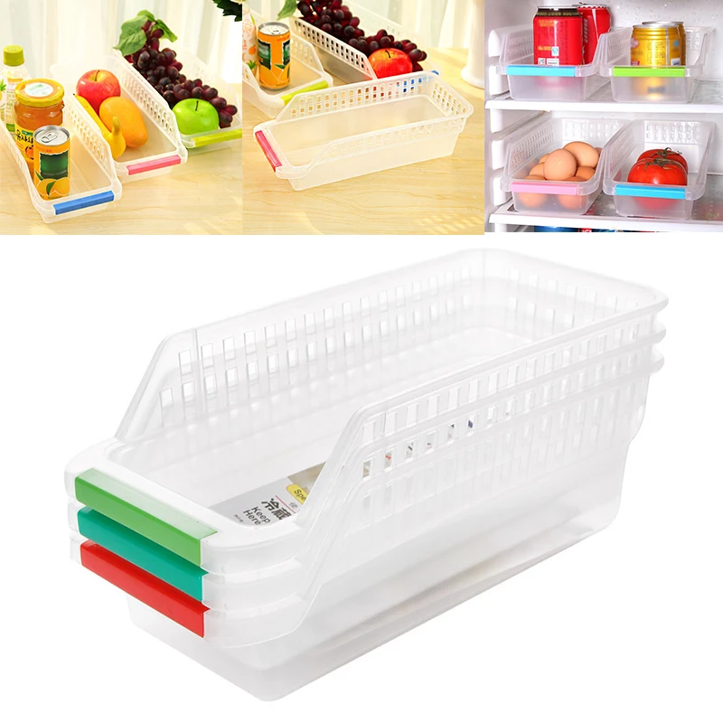 

Fridge Freezer Shelf Storage Baskets Hollow Out Shelf Holder Fridge Food Storage Box Rack Drawer Organizer Home Kitchen Storage