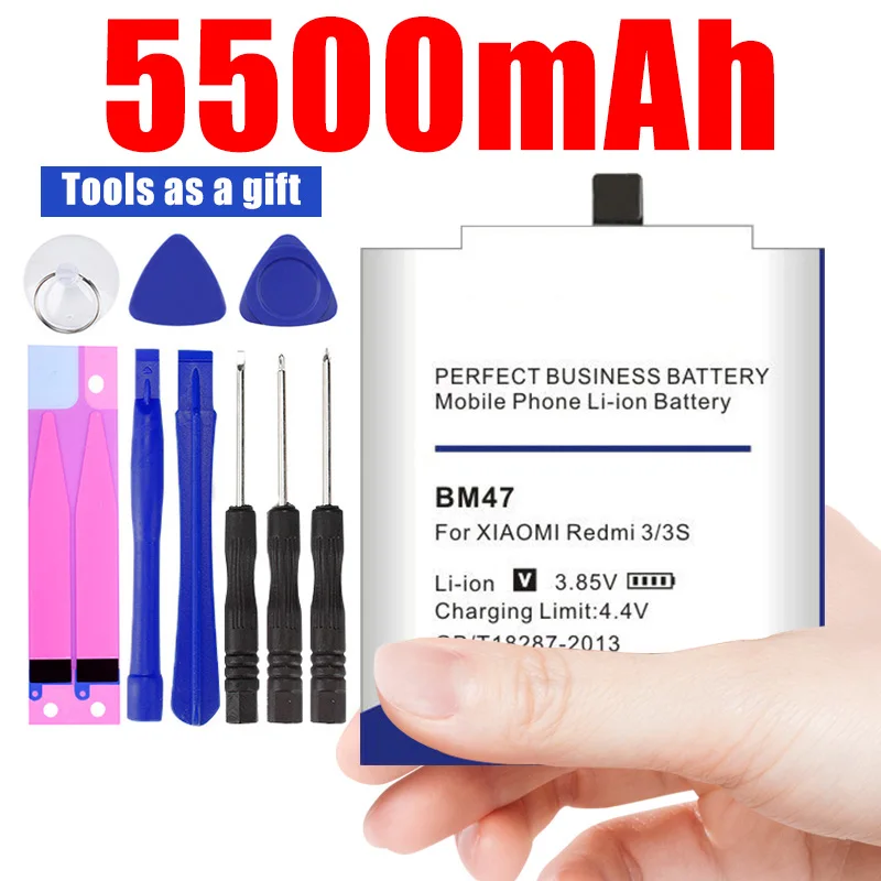 

5500mAh BM47 Battery for Xiaomi Redmi 3 3S 3X Xiao mi Hongmi Redmi 4x