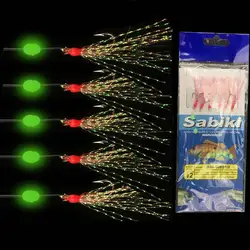 Sabiki avec 6 hameçons pivotants pour la pêche en mer, set d'appâts pour le hareng et le bar 