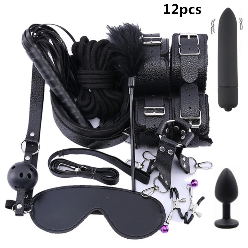 Bondage Set Sex Toys Bdsm Handcuffs Vibrator Anal Plug Whip for Couples