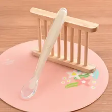 Милая силиконовая ложка для кормления с мультяшным рисунком, мягкая посуда, обучающая посуда для детей