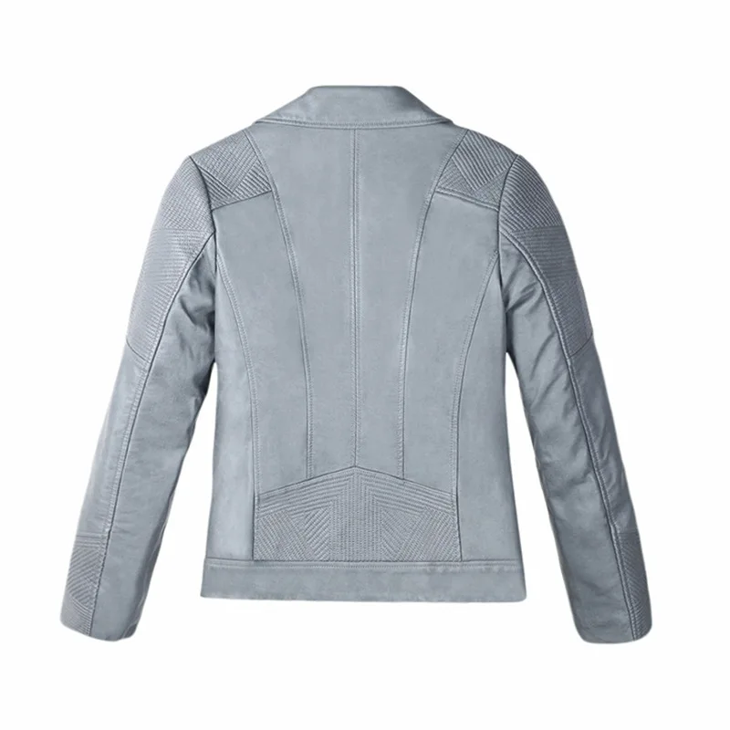 New Style Gray Embroidery WOMEN'S Leather Top PU Coat Slim Fit Slimming Casual Leather Jacket Wholesale Customizable