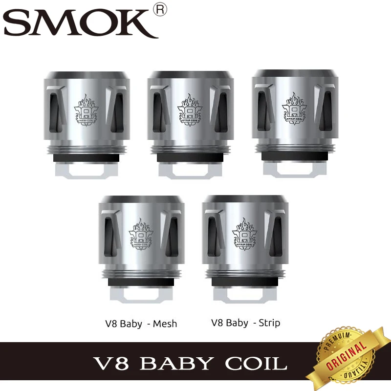 

5PCS/lot Original SMOK V8 Baby Mesh Coil Strip Coil 0.15ohm E Cig Head Fit For SMOK TFV8 Baby, Big Baby, TFV8 Baby Prince Tank